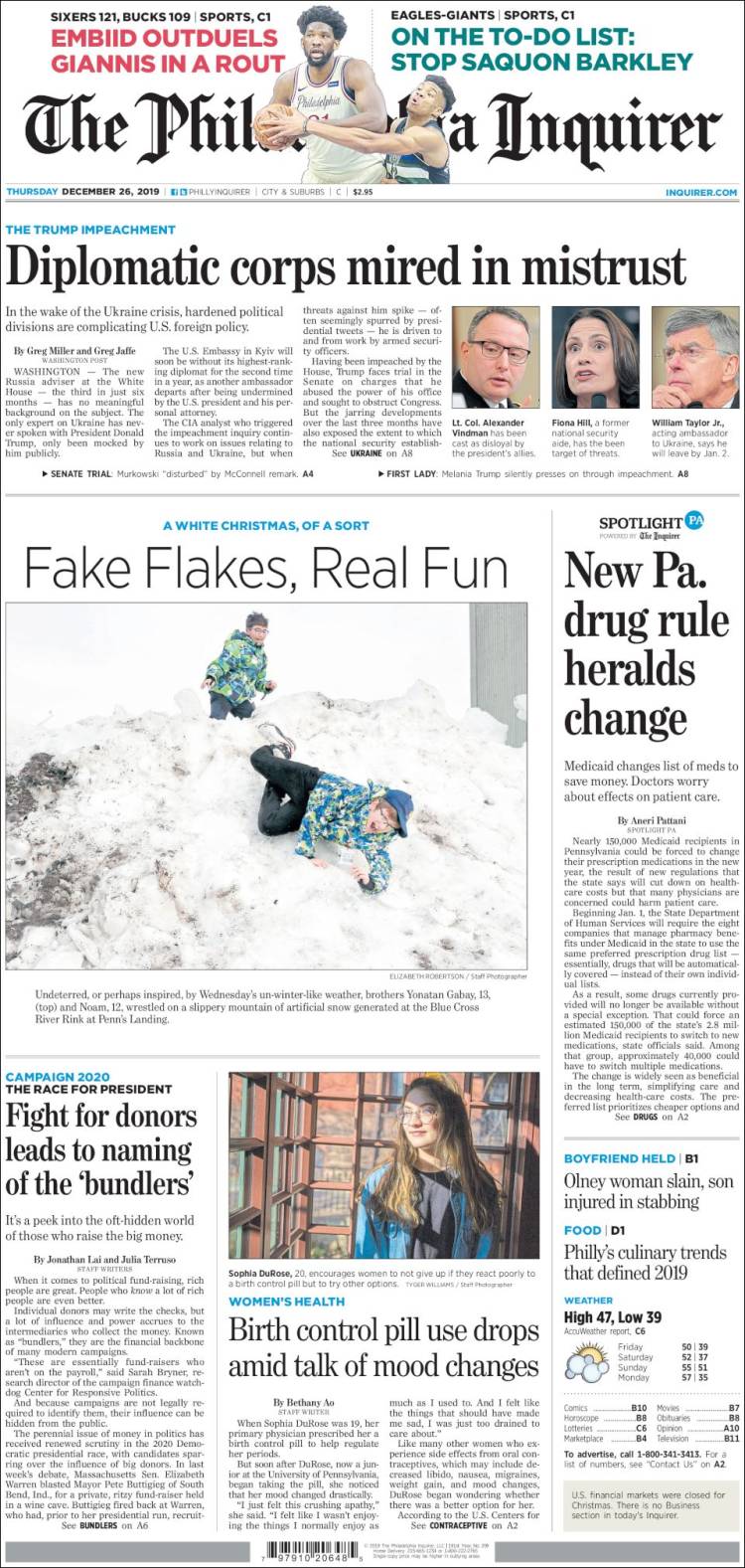 Portada de Philadelphia Inquirer (USA)