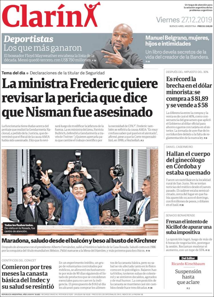 Portada de Clarín (Argentina)