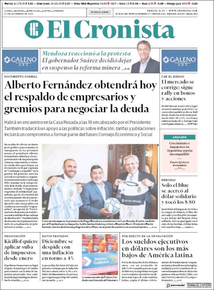 Portada de El Cronista Comercial (Argentina)