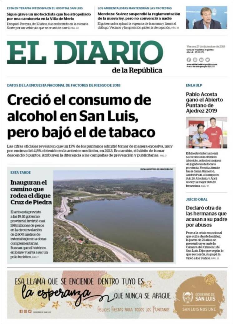 Portada de Diario de la República (Argentina)