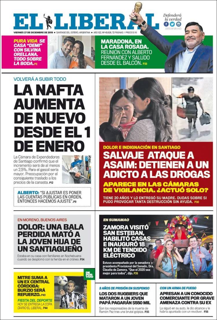 Portada de Diario El Liberal (Argentina)