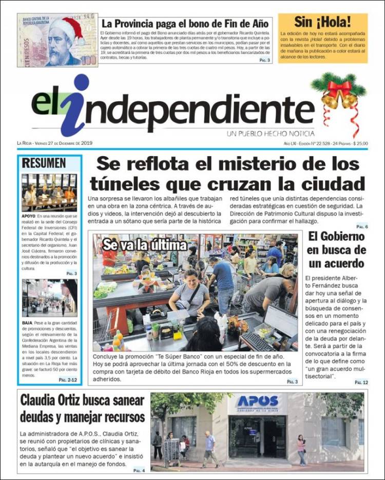 Portada de El Independiente (Argentina)