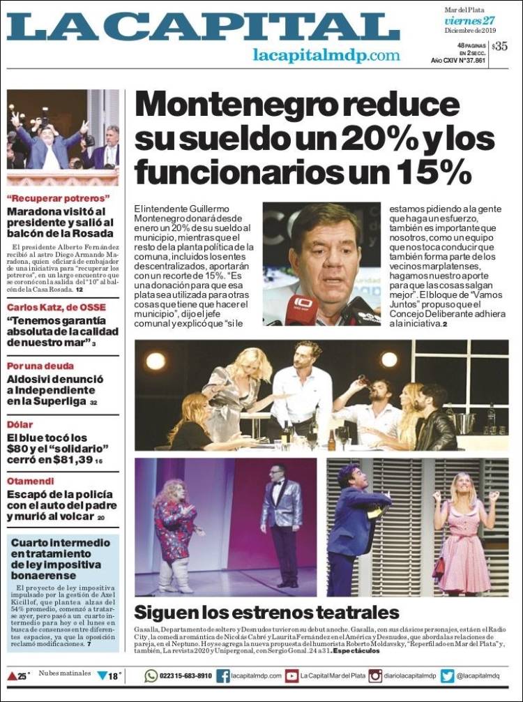 Portada de Diario La Capital - Mar del Plata (Argentina)