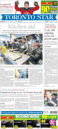 Portada de The Toronto Star (Canadá)