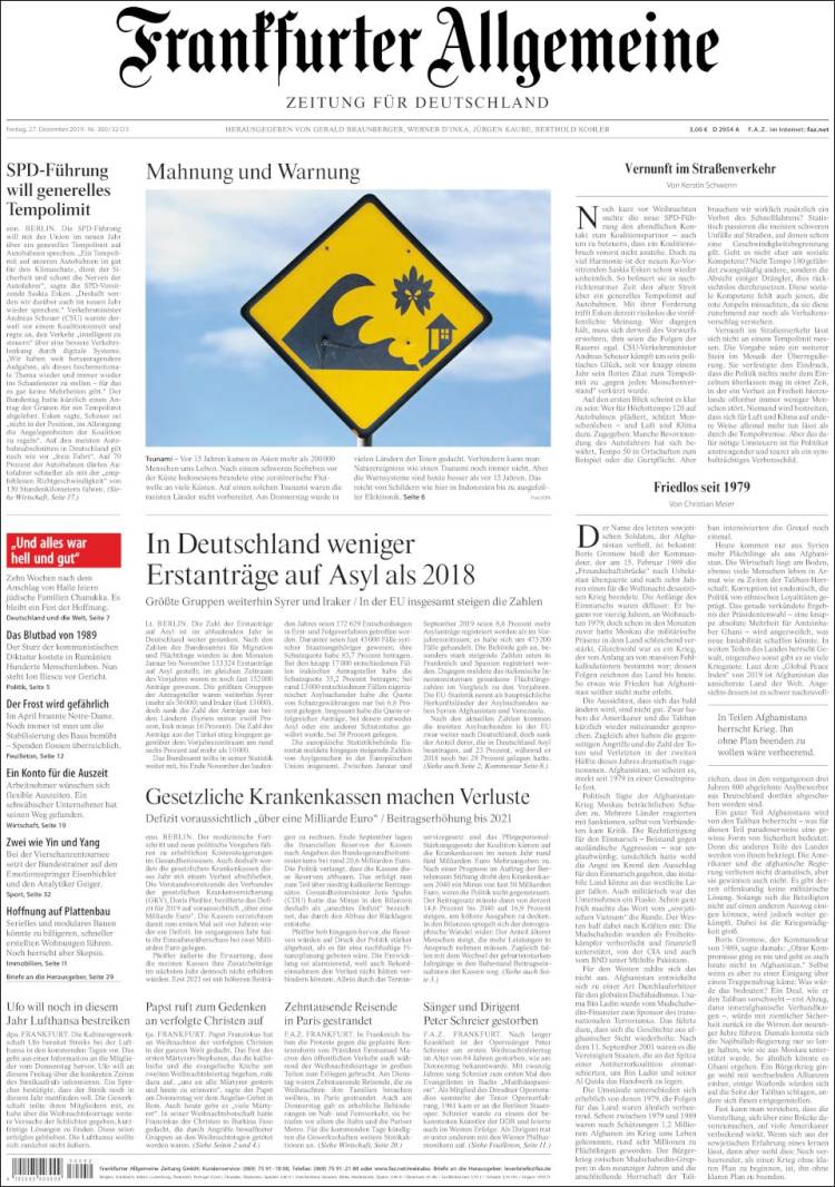 Portada de Frankfurter Allgemeine (Alemania)