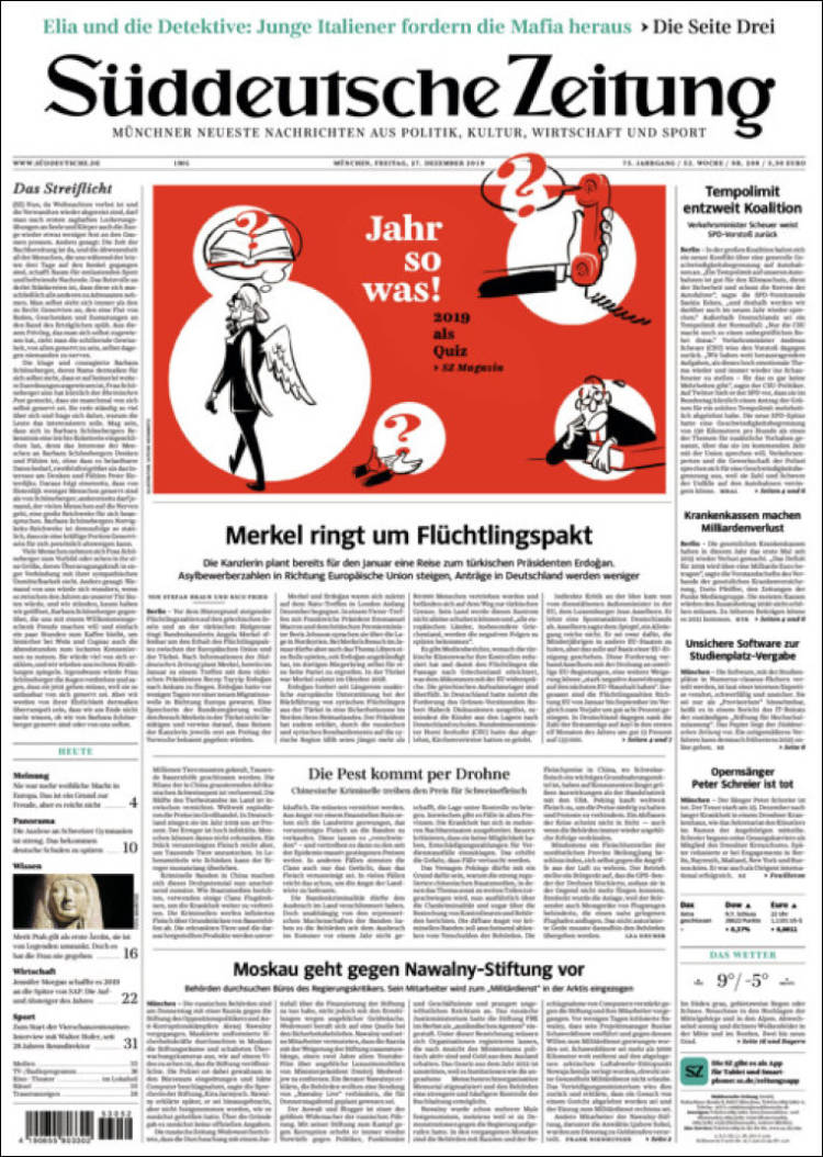 Portada de Sueddeutsche (Alemania)