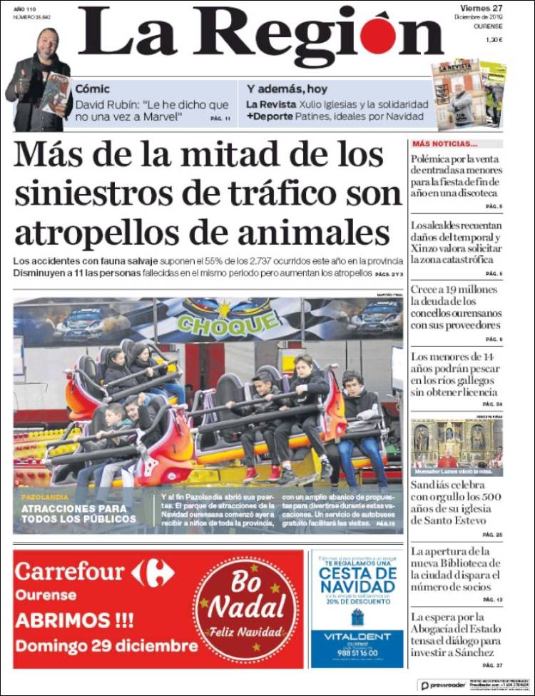 Portada de La Región de Ourense (Espa&ntilde;a)