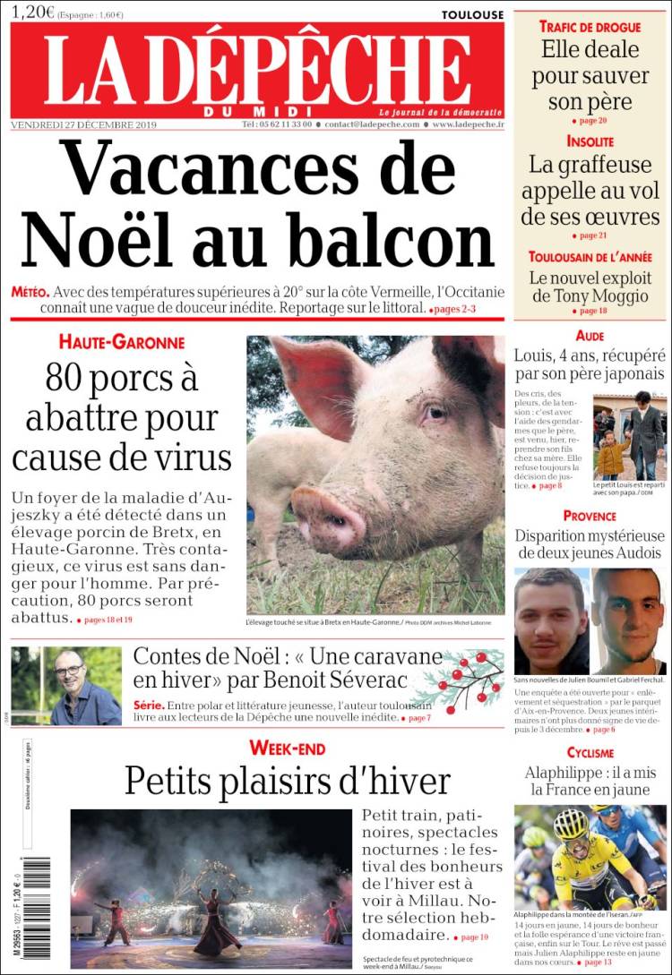 Portada de La Dépêche du Midi (Francia)