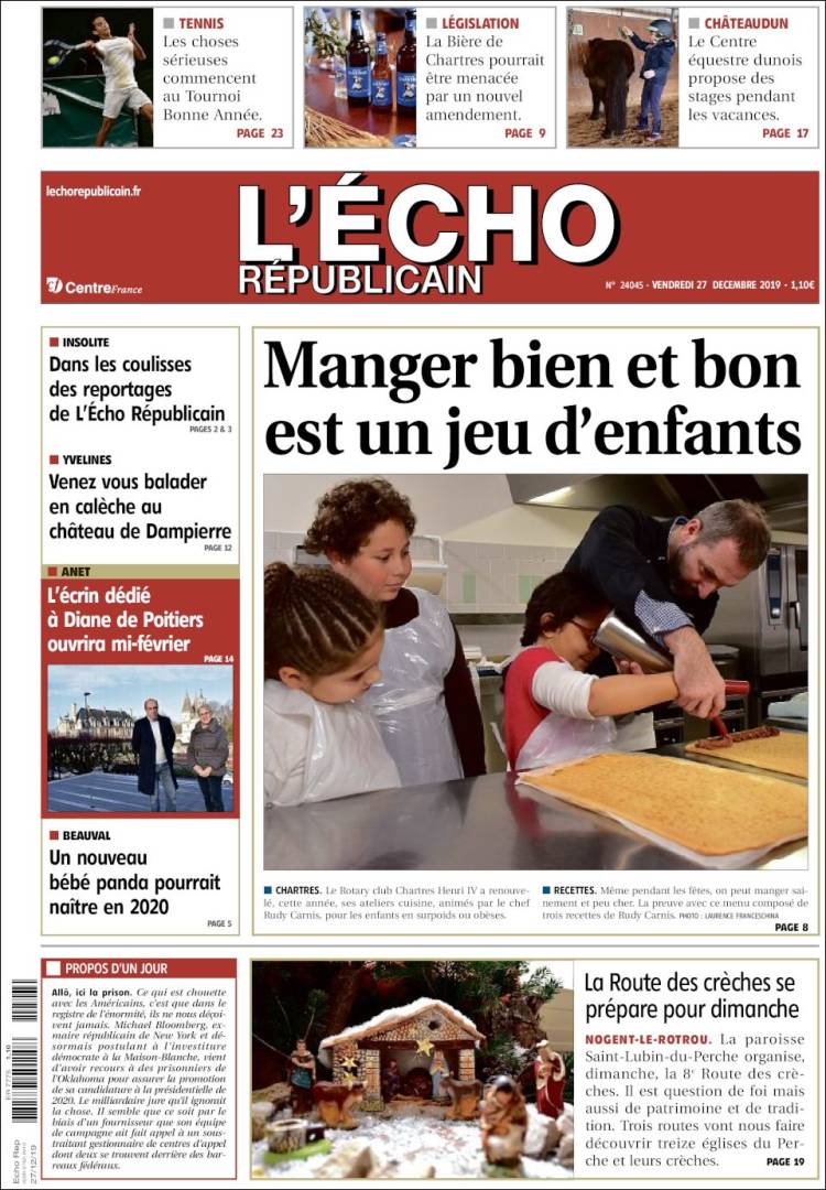 Portada de L'Echo Républicain (Francia)