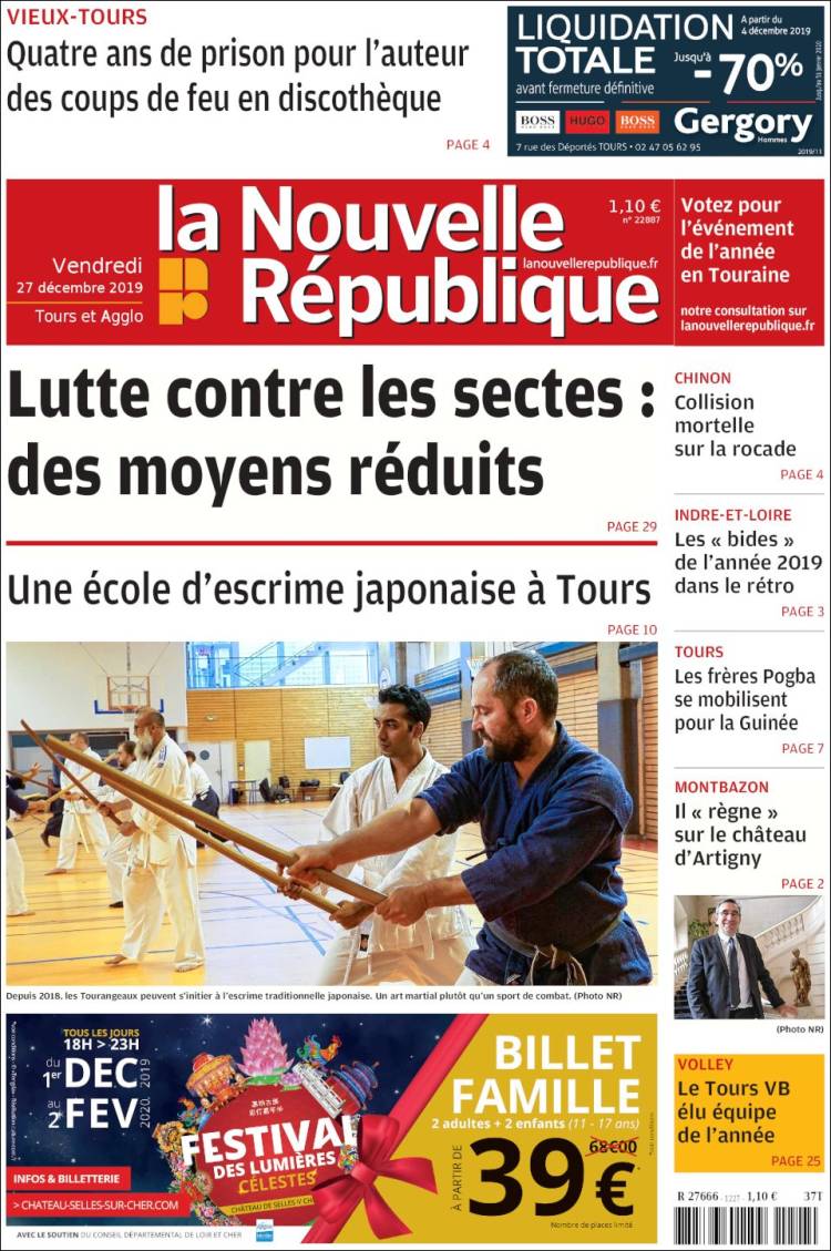 Portada de La Nouvelle Republique (Francia)