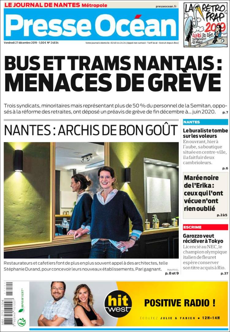 Portada de Presse Ocean (Francia)