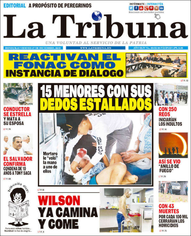 Portada de La Tribuna (Honduras)