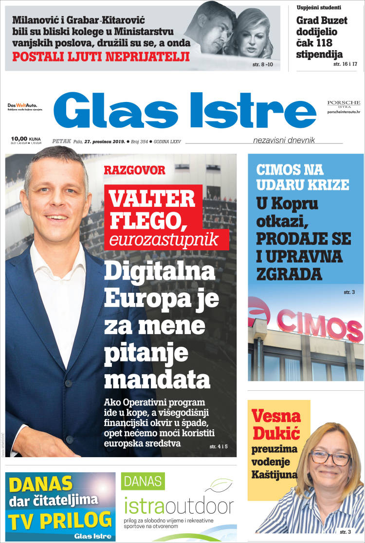 Portada de Glas Istre (Croacia)