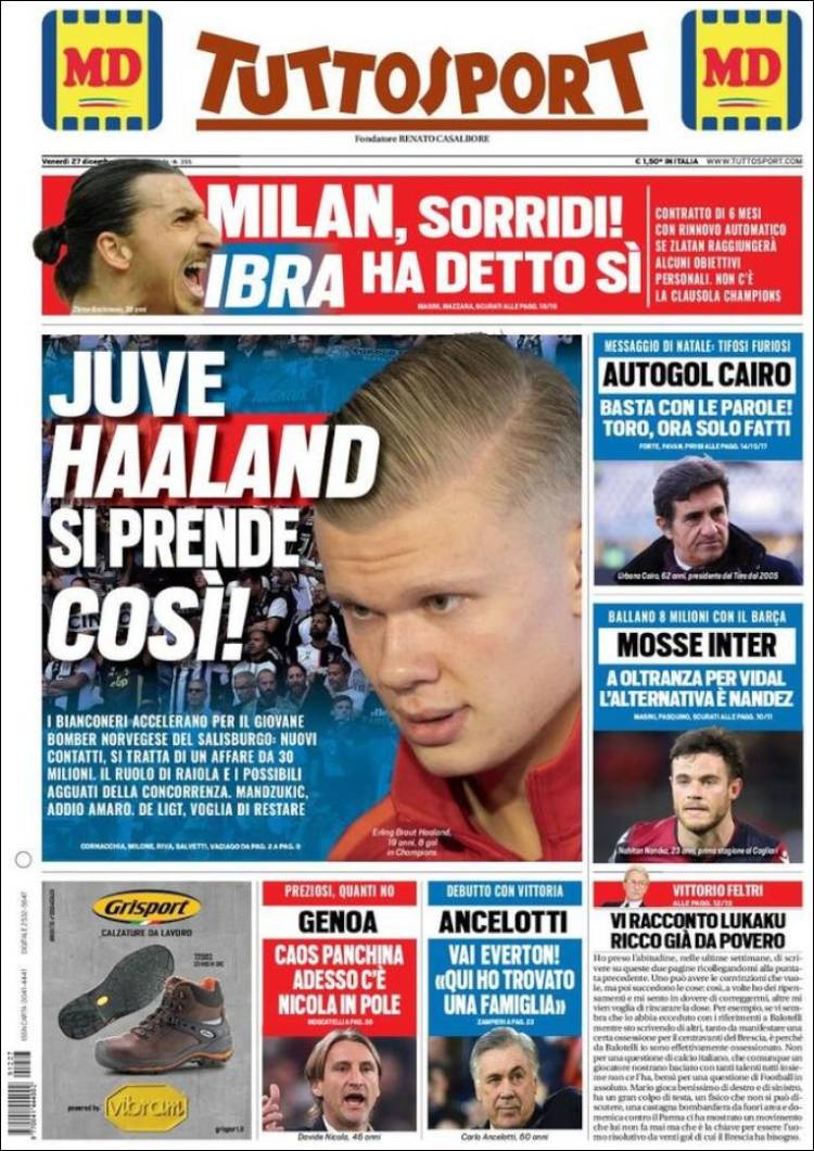 Portada de Tuttosport (Italia)