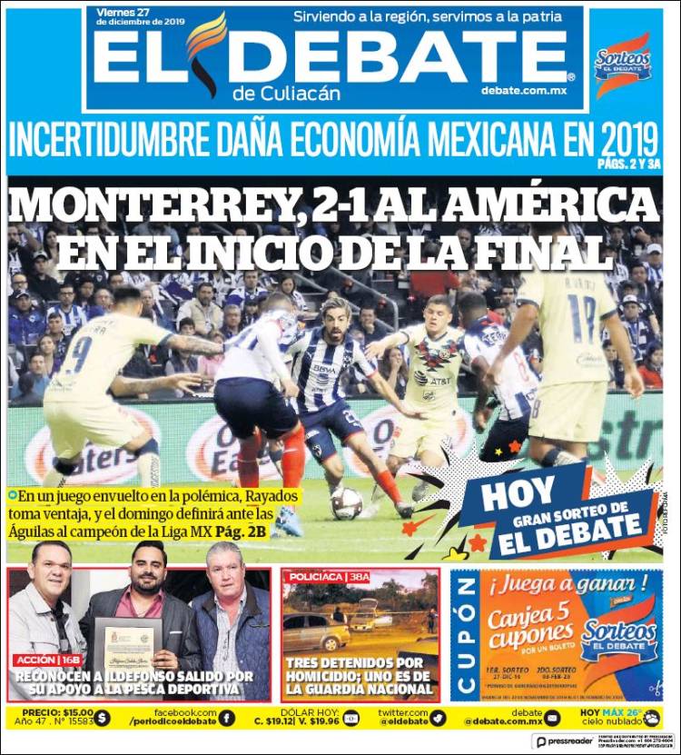 Portada de El Debate de Culiacán (México)