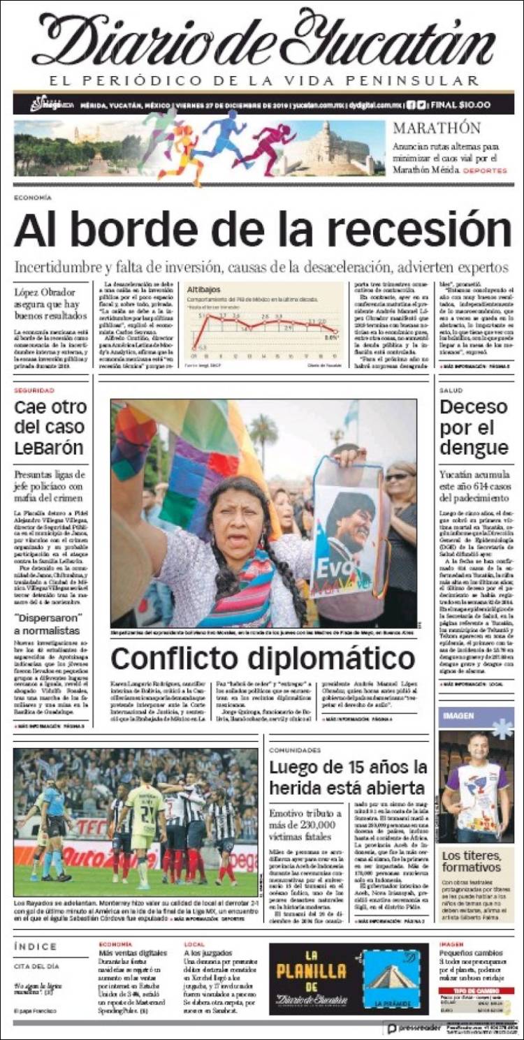 Portada de Diario de Yucatán (México)