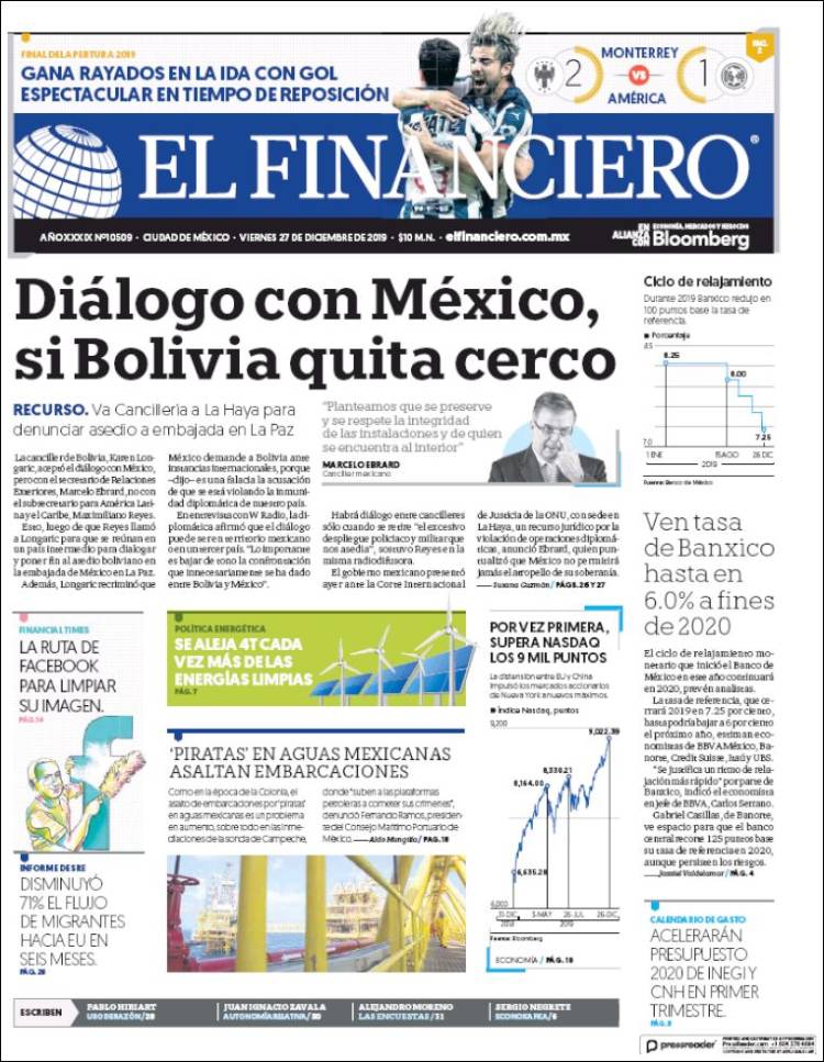 Portada de El Financiero (México)