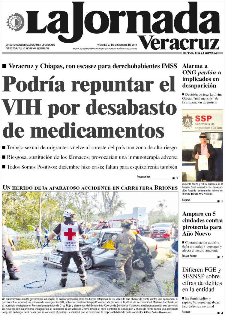 Portada de La Jornada Veracruz (México)