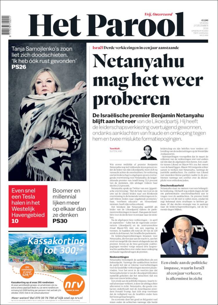 Portada de Het Parool (Pa&iacute;ses Bajos)