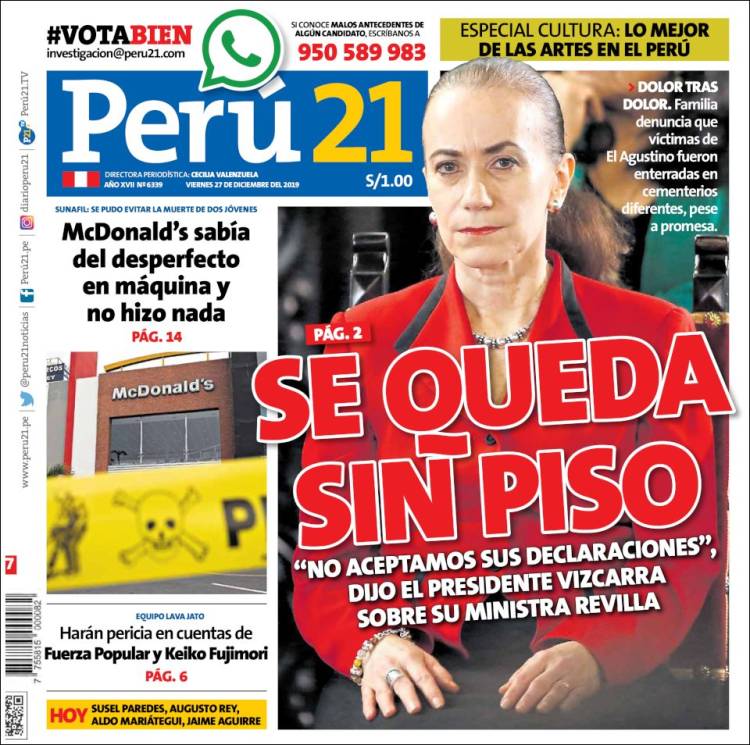 Portada de Perú 21 (Per&uacute;)