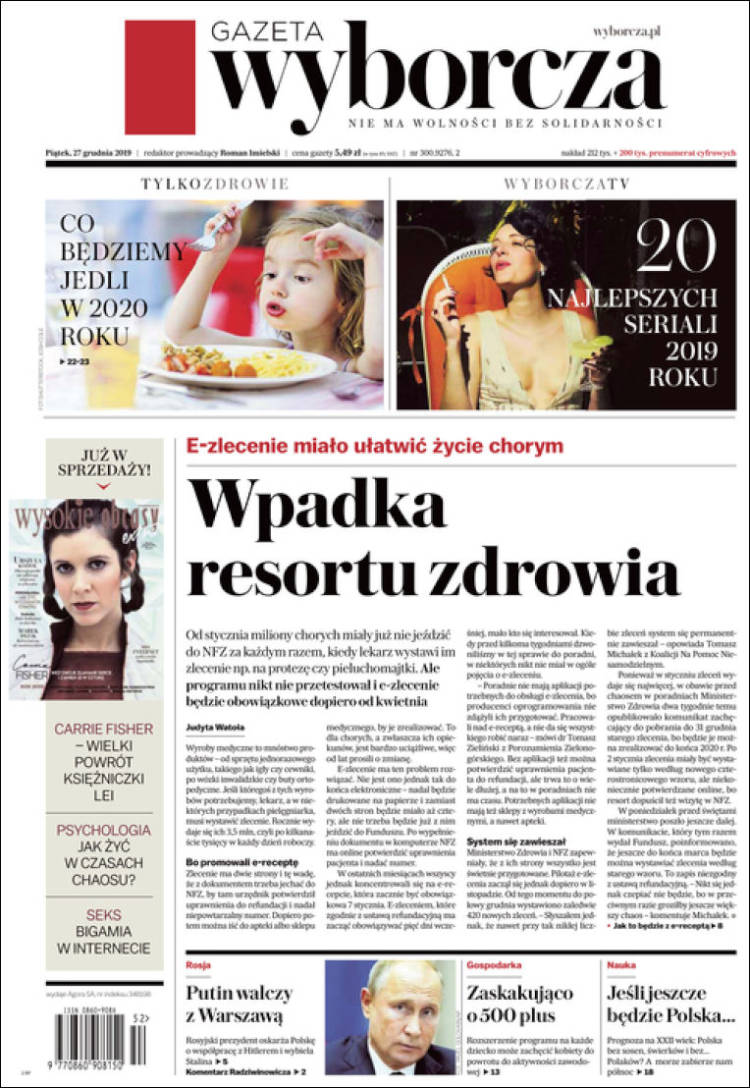 Portada de Gazeta Wyborcza (Polonia)