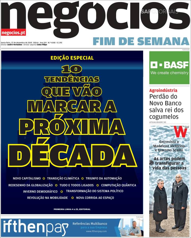 Portada de Jornal de Negócios (Portugal)