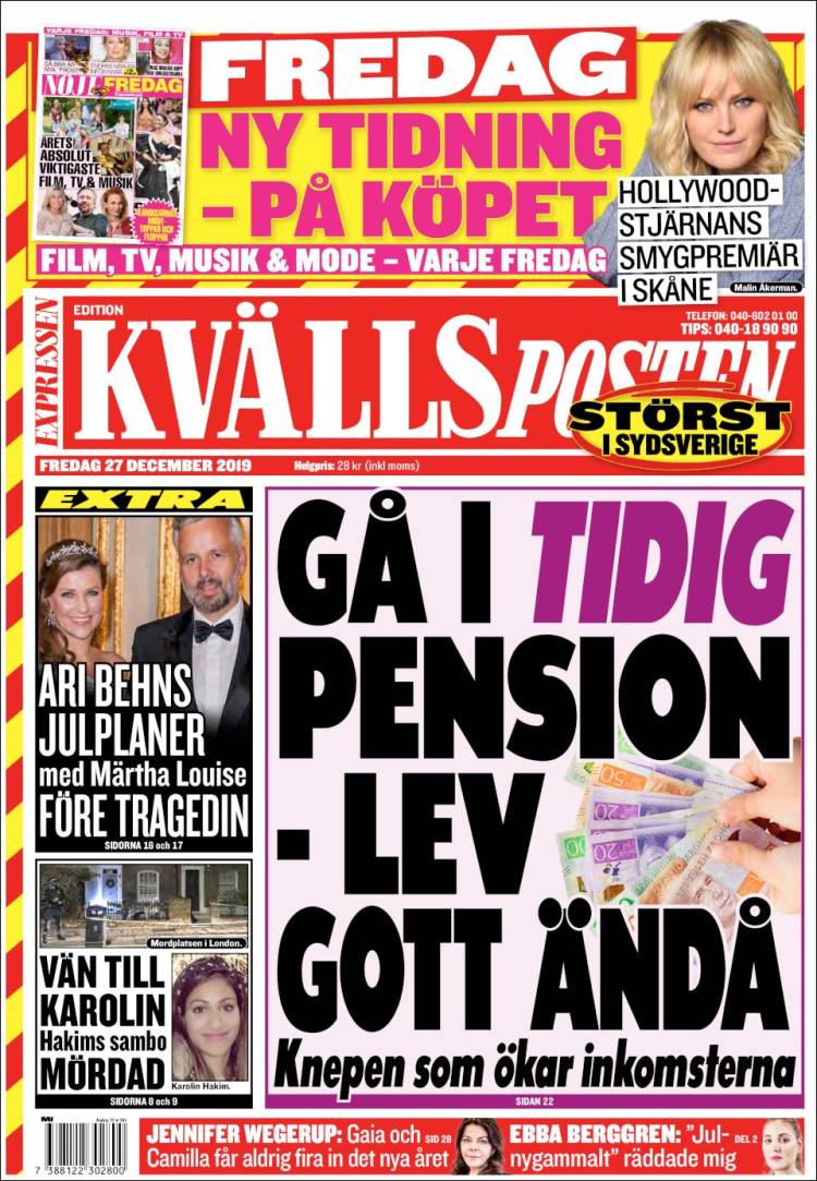 Portada de Kvällsposten (Suecia)
