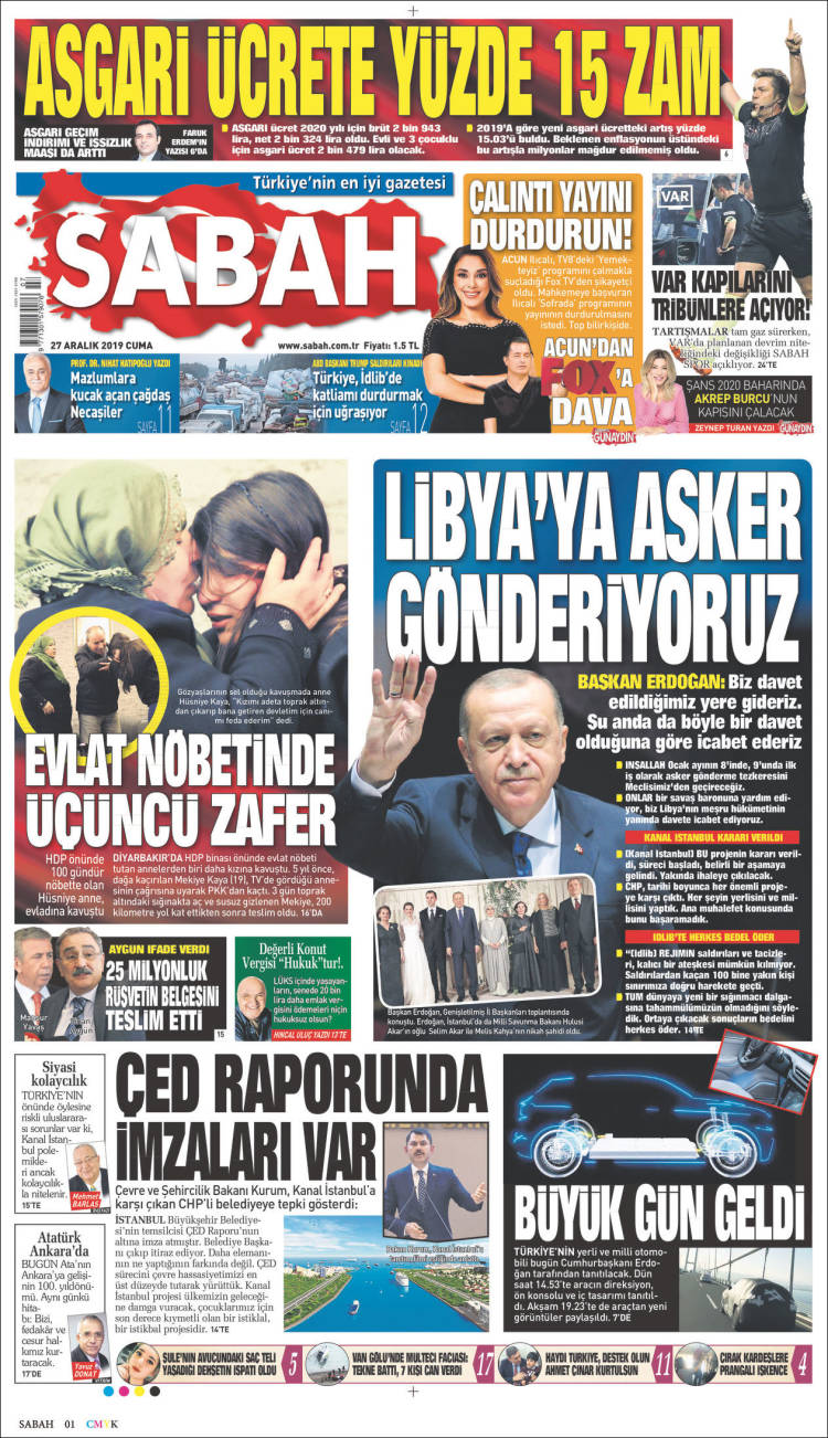 Portada de Sabah (Turqu&iacute;a)