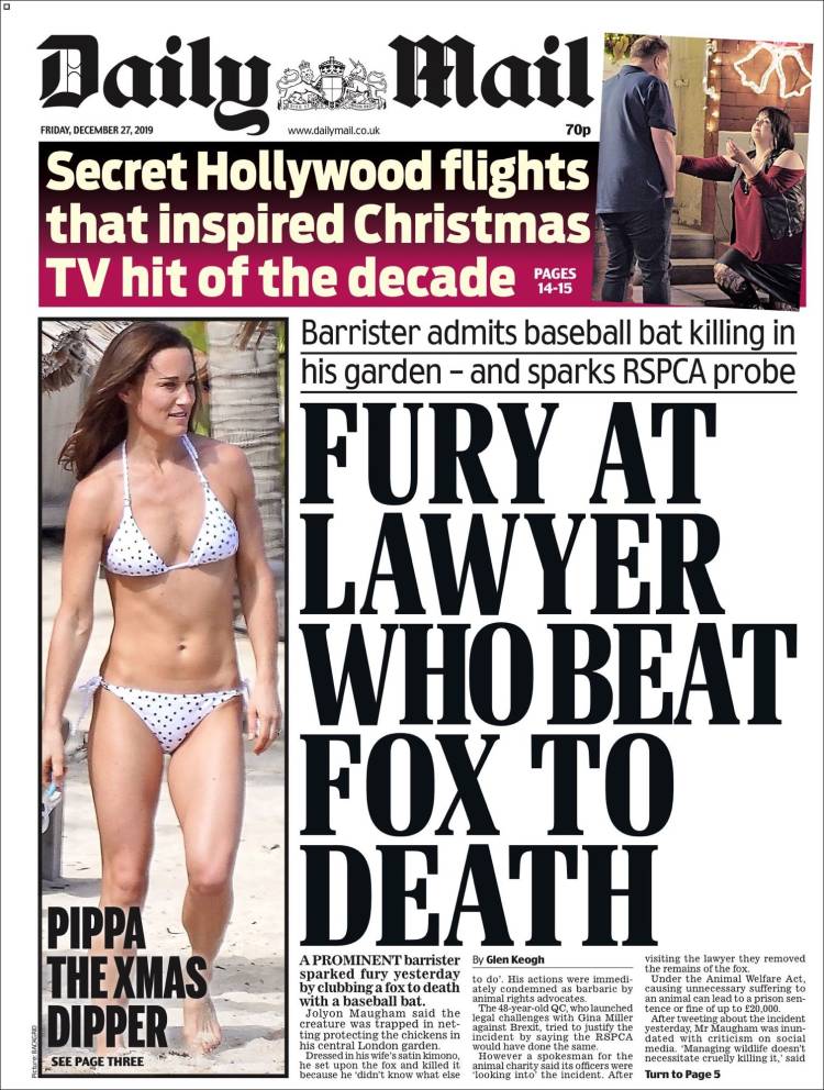 Portada de Daily Mail (Reino Unido)