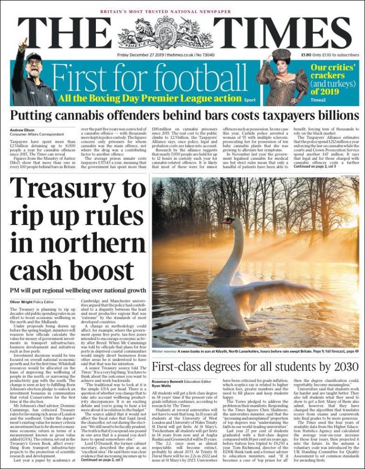 Portada de The Times (Reino Unido)