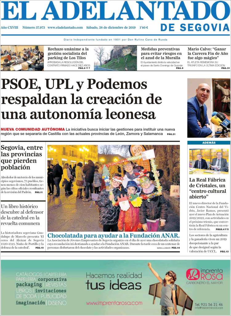 Portada de El Adelantado de Segovia (España)