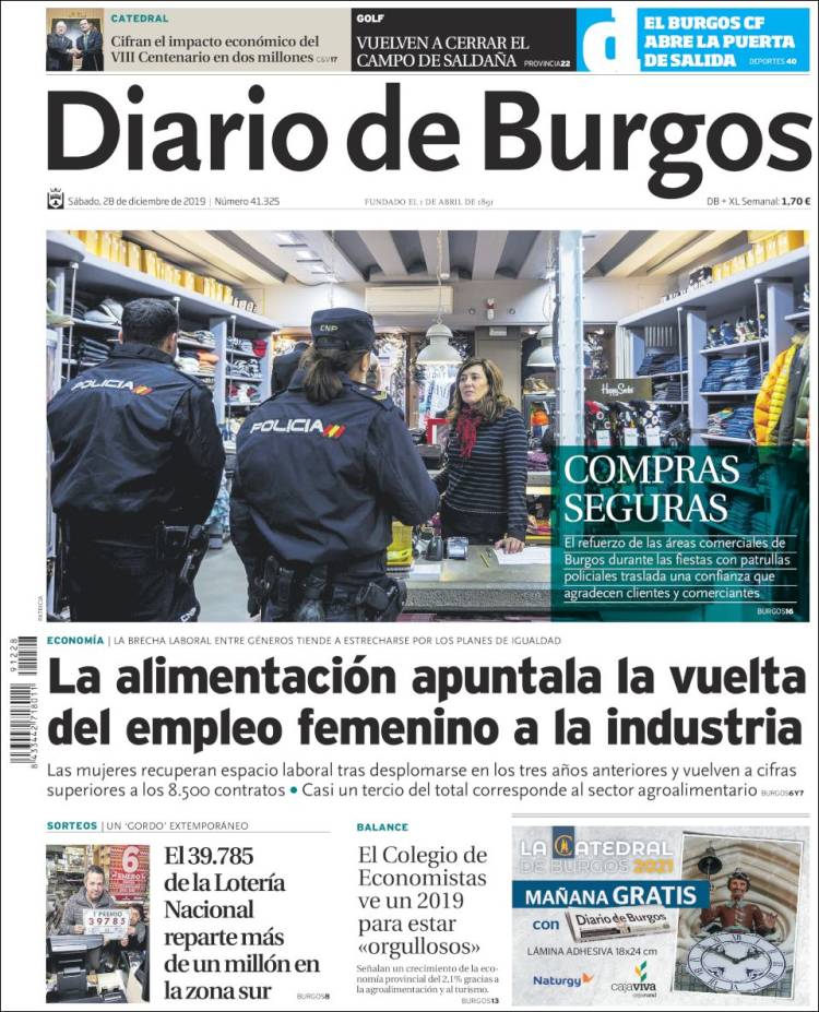 Portada de Diario de Burgos (España)