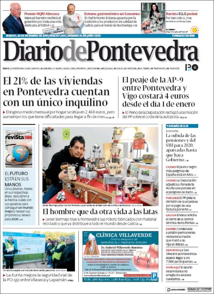 Portada de Diario de Pontevedra (España)