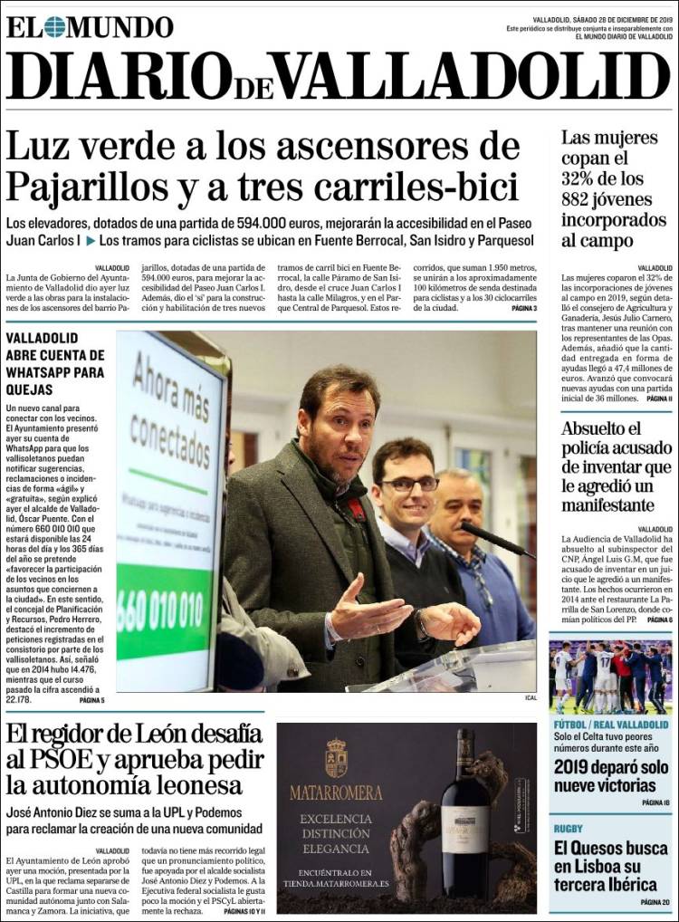 Portada de Diario de Valladolid (España)