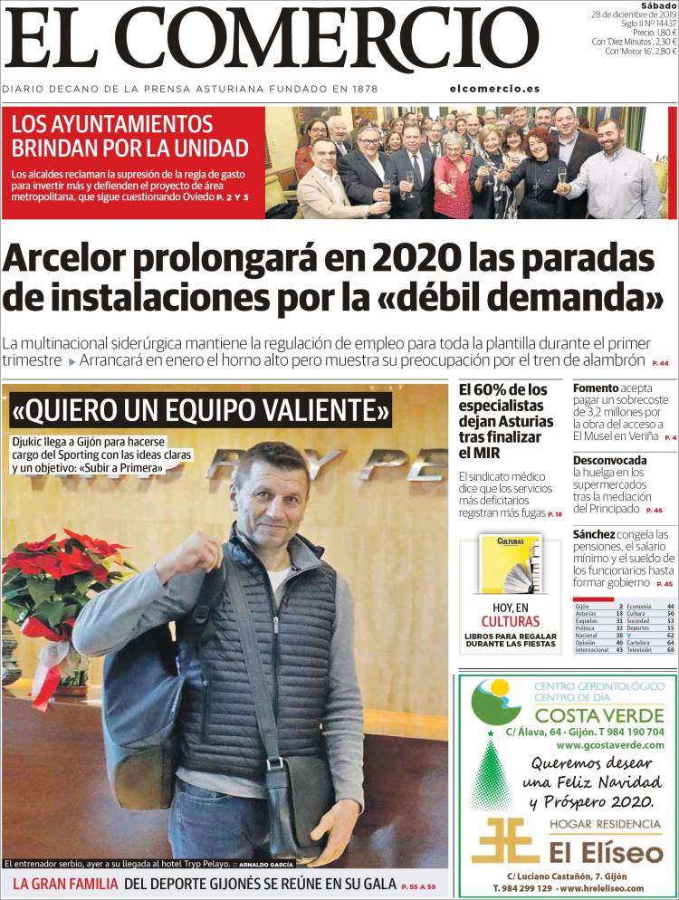 Portada de El Comercio (España)