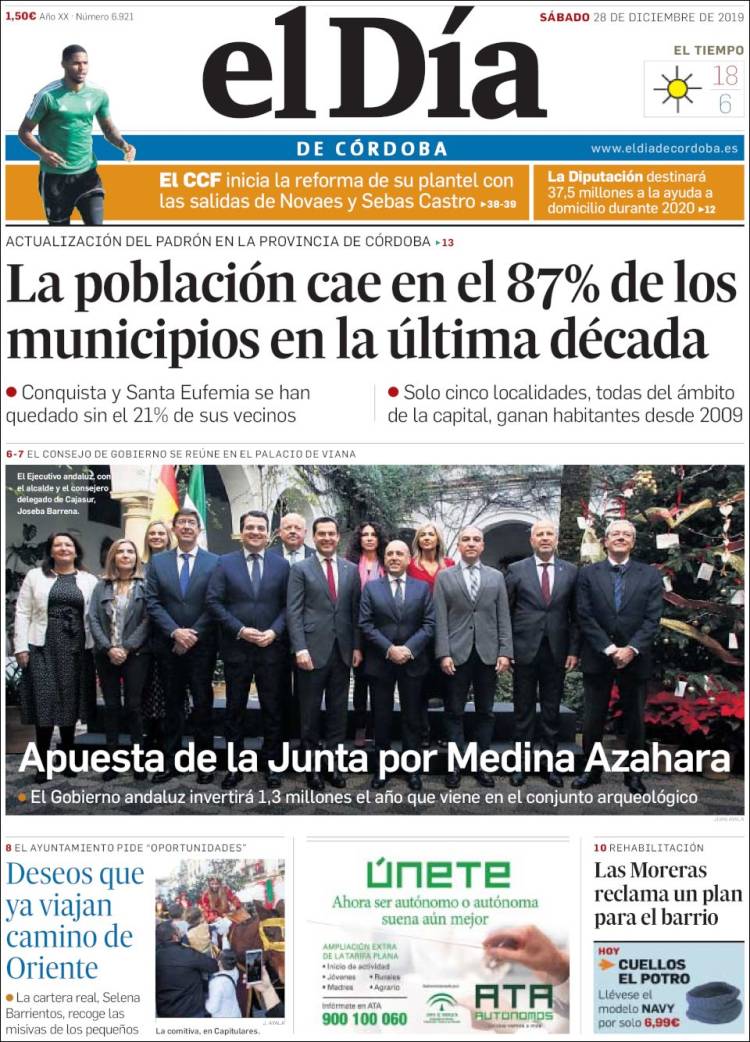 Portada de El Día de Córdoba (España)