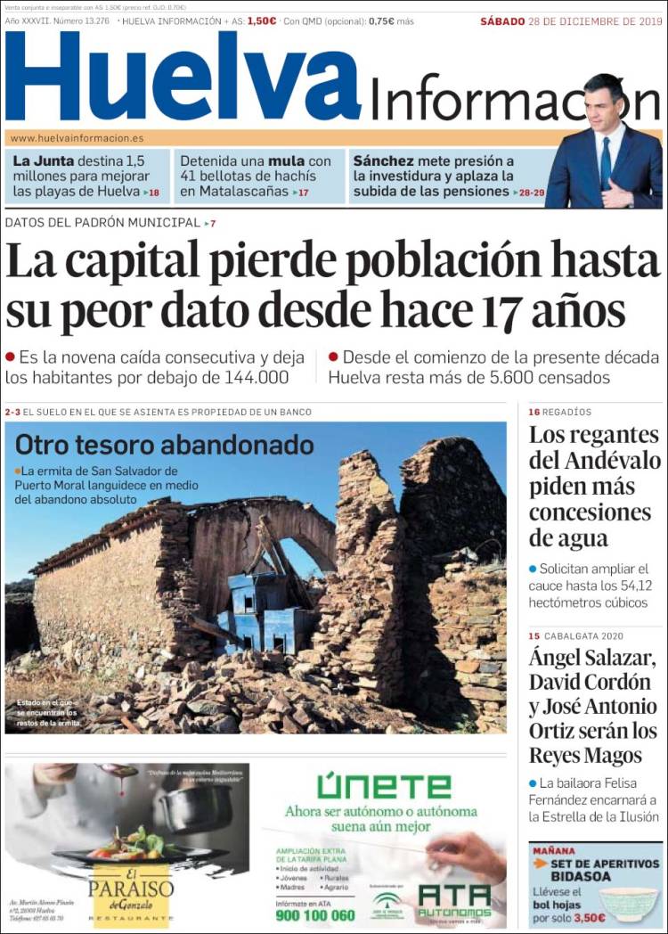 Portada de Huelva Información (España)