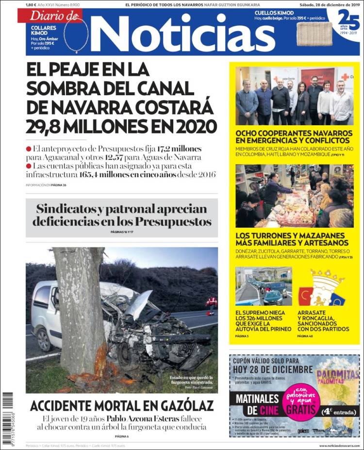 Portada de Noticias de Navarra (España)