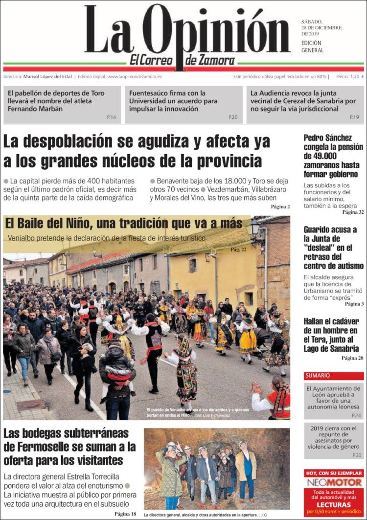 Portada de La Opinión - El Correo de Zamora (España)