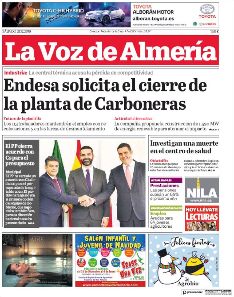 Portada de La Voz de Almería (España)