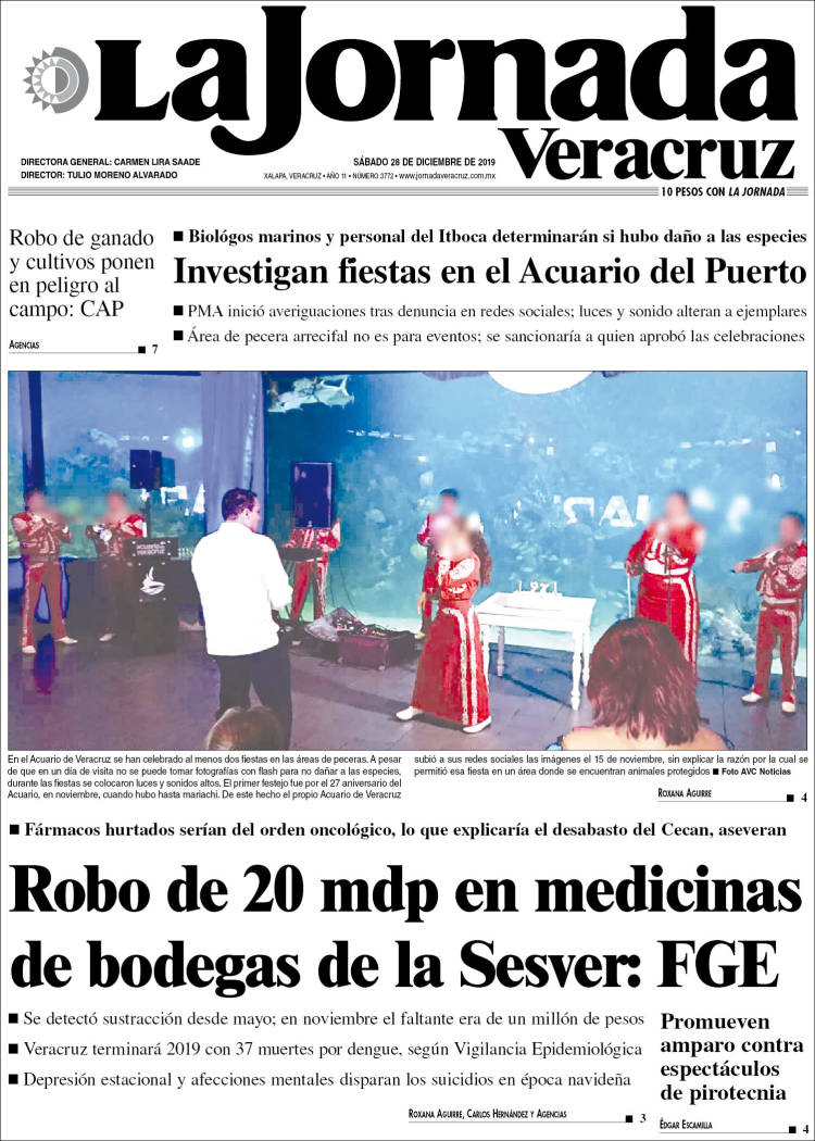 Portada de La Jornada Veracruz (México)