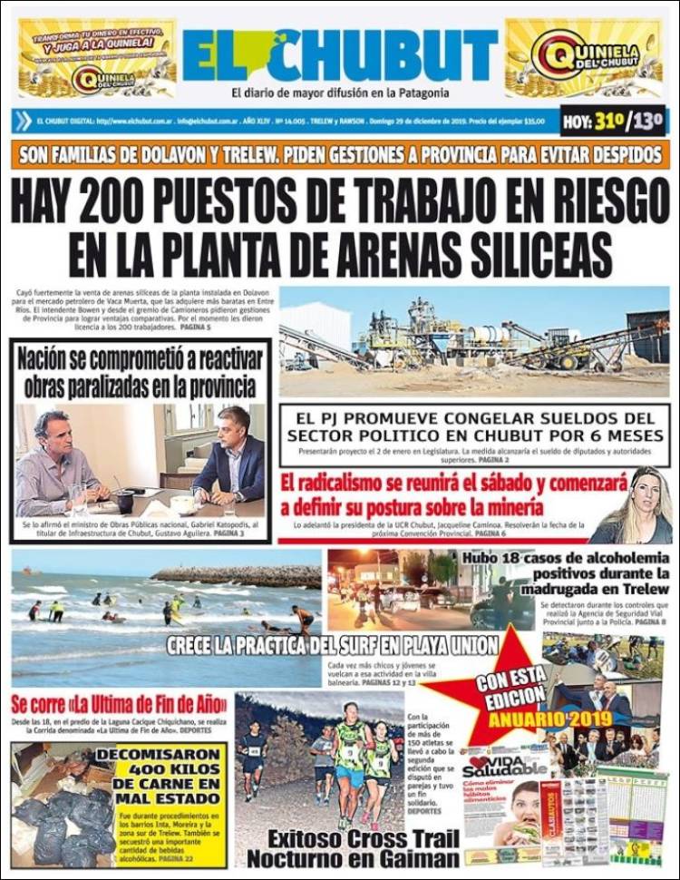 Portada de El Chubut (Argentina)