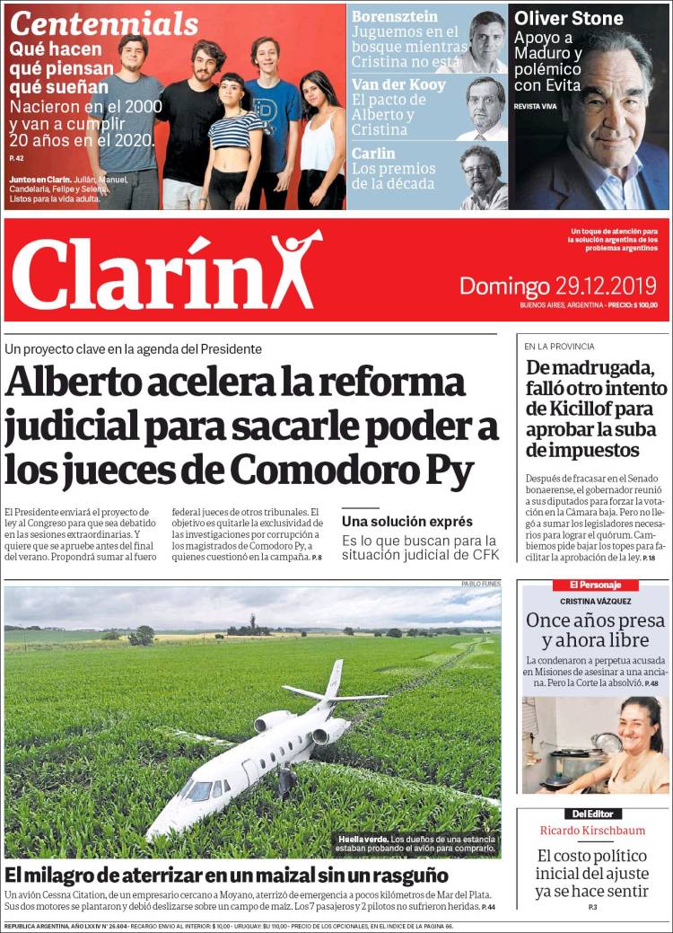 Portada de Clarín (Argentina)