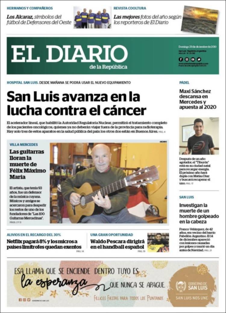 Portada de Diario de la República (Argentina)