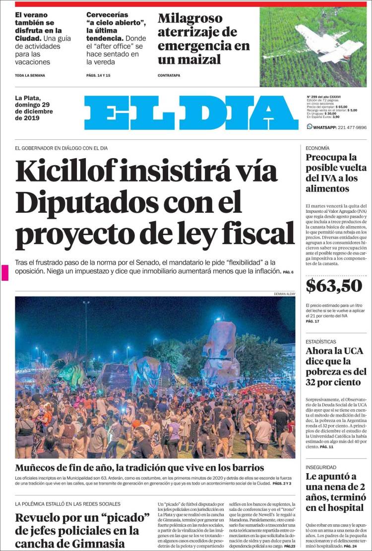 Portada de El Día de la Plata (Argentina)