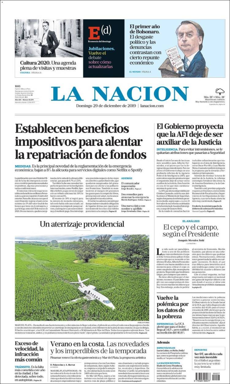 Portada de La Nación (Argentina)