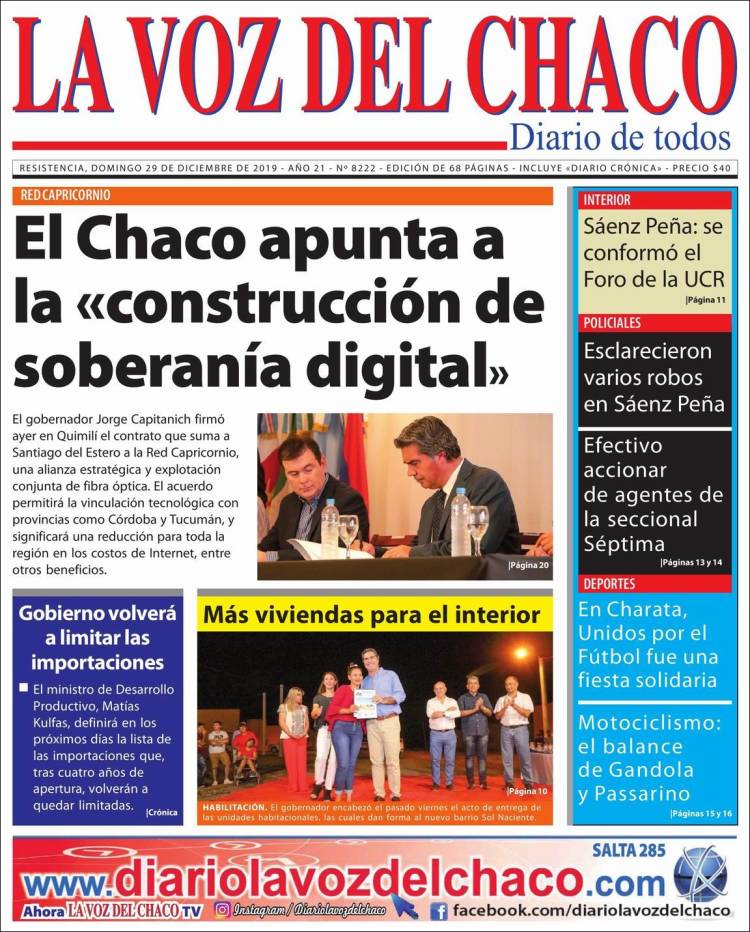 Portada de La Voz del Chaco (Argentina)