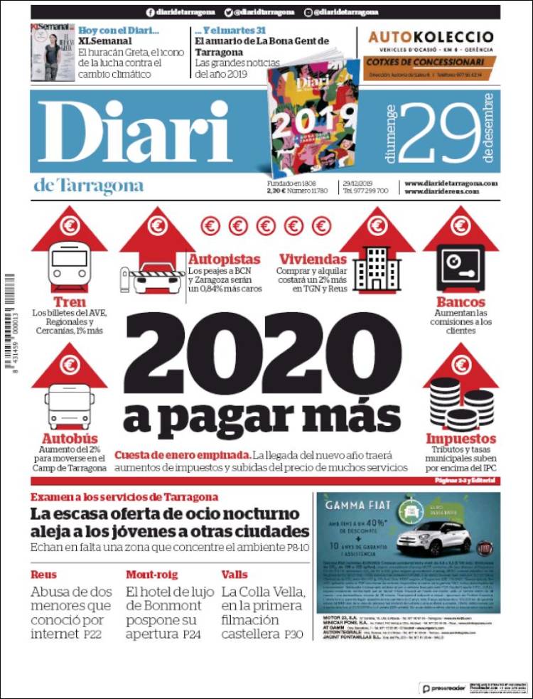 Portada de Diari de Tarragona (Espa&ntilde;a)