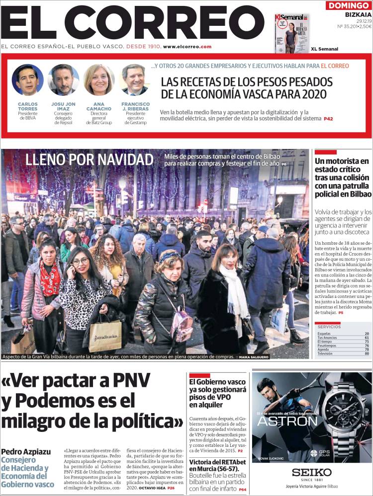 Portada de El Correo (Espa&ntilde;a)