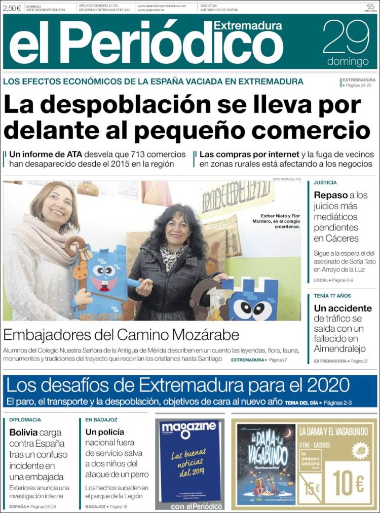 Portada de El Periódico de Extremadura (Espa&ntilde;a)